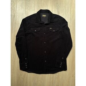 Seager Wilson Corduroy Western Shirt Mens Medium Black Snap Front Long Sleeve